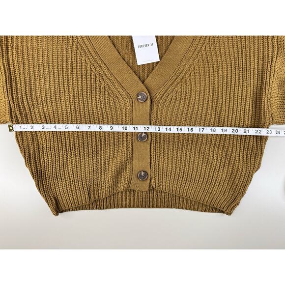 Forever 21 Women’s Cropped Balloon Sleeve Cardigan Sweater S Chocolate Brown - Picture 3 of 8